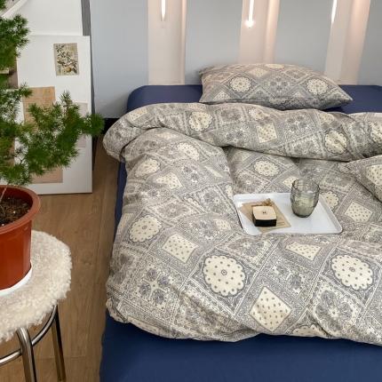 22新款40支13372全棉简约风水洗混搭四件套 复古腰果花