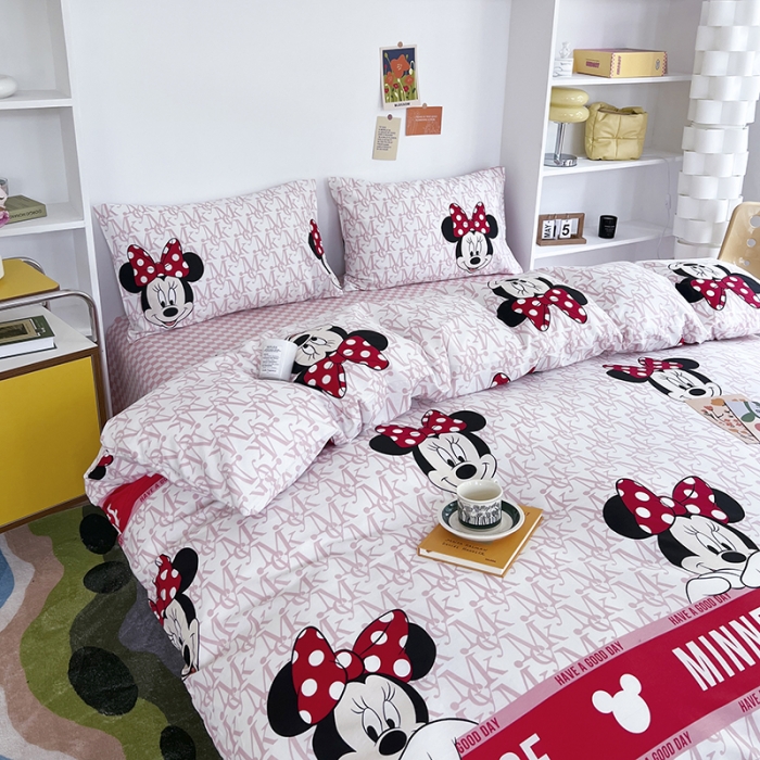 91家纺网 家纺一手货源 找家纺 感遇 2022新款全棉迪士尼系列印花四件套 开心米妮