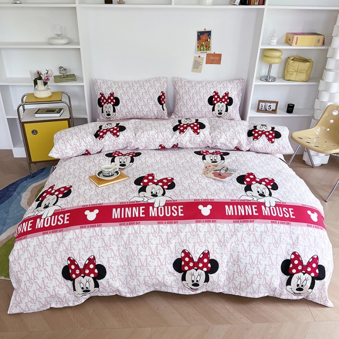 91家纺网 家纺一手货源 找家纺 感遇 2022新款全棉迪士尼系列印花四件套 开心米妮