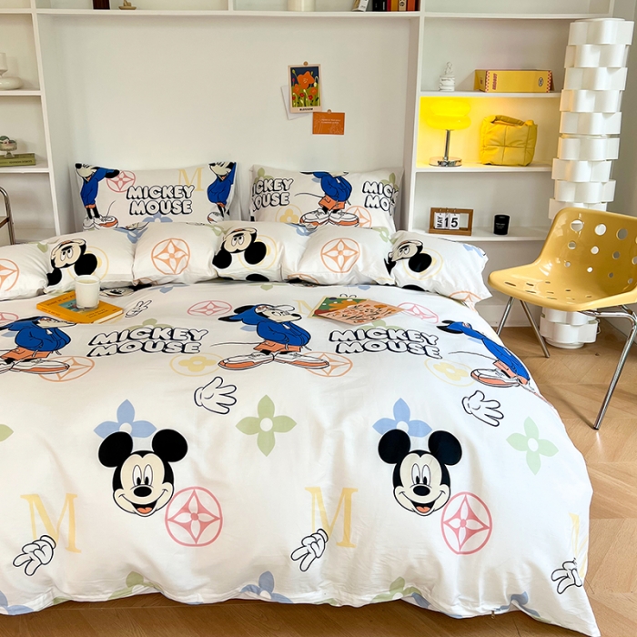 91家纺网 家纺一手货源 找家纺 感遇 2022新款全棉迪士尼系列印花四件套 快乐米奇