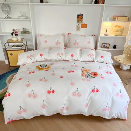 91家纺网 家纺一手货源 找家纺 感遇家纺 2022新款全棉印花系列四件套-第四批 粉嫩樱桃
