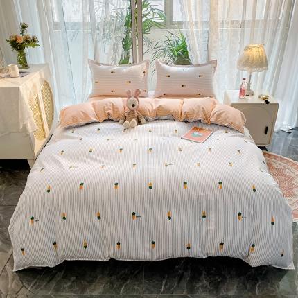 宏源家纺 2022新款亲肤棉芦荟棉四件套7月新花型 条纹小萝卜