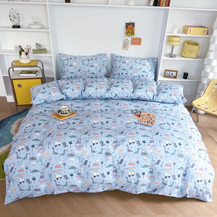 91家纺网 家纺一手货源 找家纺 感遇家纺 2022新款全棉印花系列四件套-第四批 恐龙山