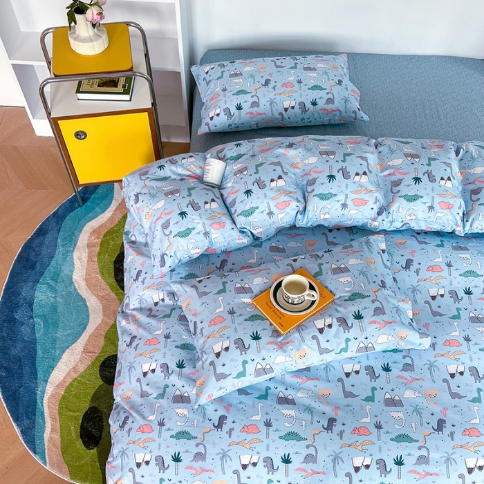 91家纺网 家纺一手货源 找家纺 感遇家纺 2022新款全棉印花系列四件套-第四批 恐龙山