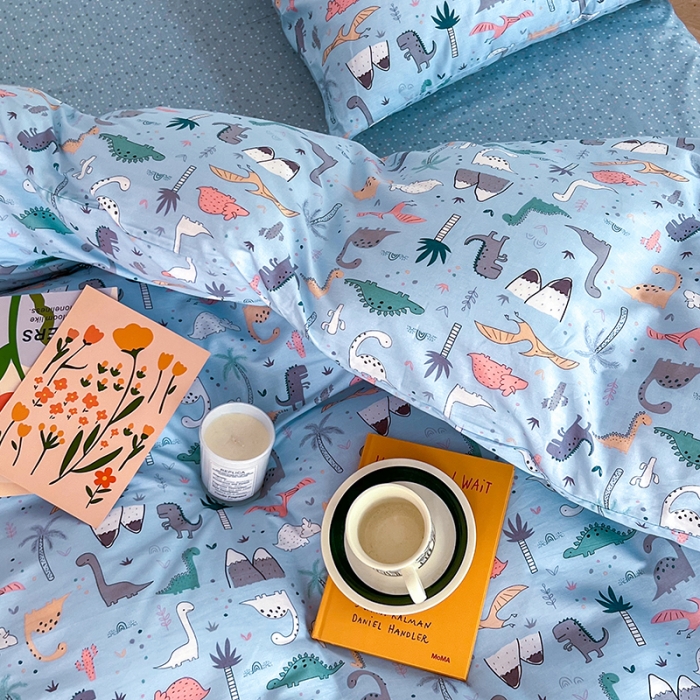 91家纺网 家纺一手货源 找家纺 感遇家纺 2022新款全棉印花系列四件套-第四批 恐龙山