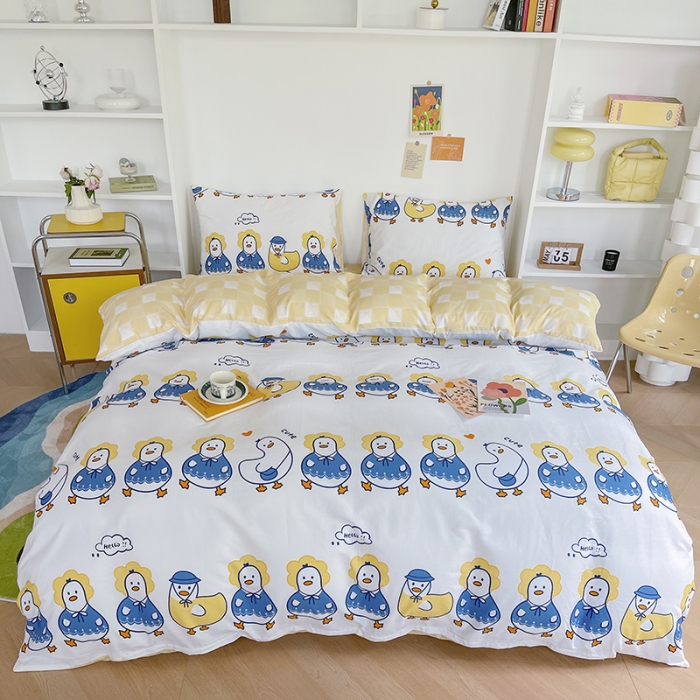 91家纺网 家纺一手货源 找家纺 感遇家纺 2022新款全棉印花系列四件套-第四批 快乐鸭