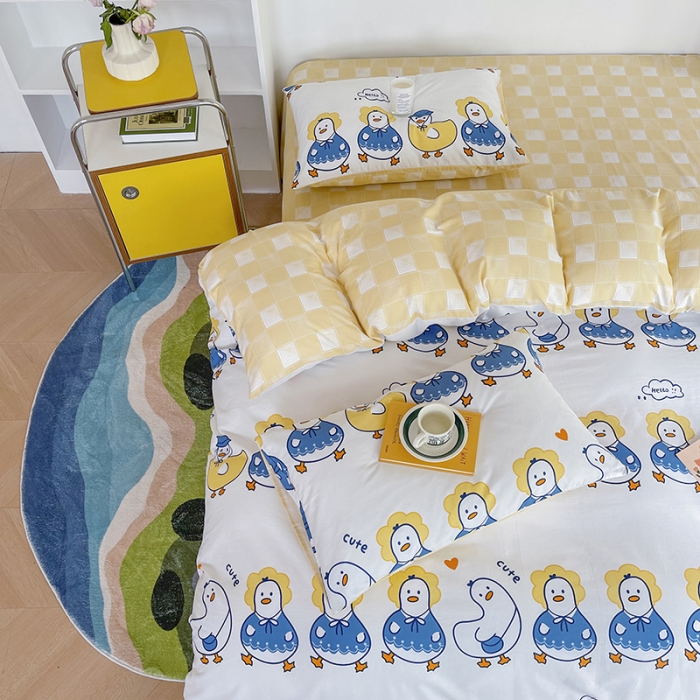 91家纺网 家纺一手货源 找家纺 感遇家纺 2022新款全棉印花系列四件套-第四批 快乐鸭