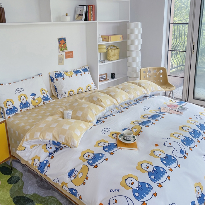 91家纺网 家纺一手货源 找家纺 感遇家纺 2022新款全棉印花系列四件套-第四批 快乐鸭