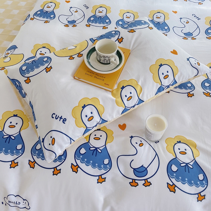 91家纺网 家纺一手货源 找家纺 感遇家纺 2022新款全棉印花系列四件套-第四批 快乐鸭