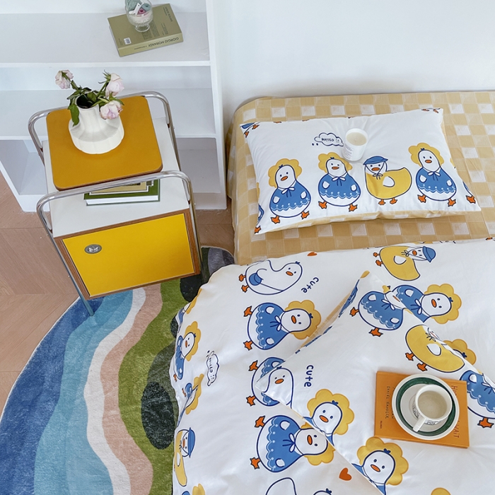 91家纺网 家纺一手货源 找家纺 感遇家纺 2022新款全棉印花系列四件套-第四批 快乐鸭