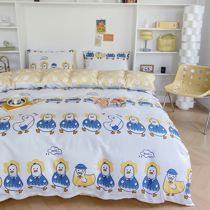 91家纺网 家纺一手货源 找家纺 感遇家纺 2022新款全棉印花系列四件套-第四批 快乐鸭