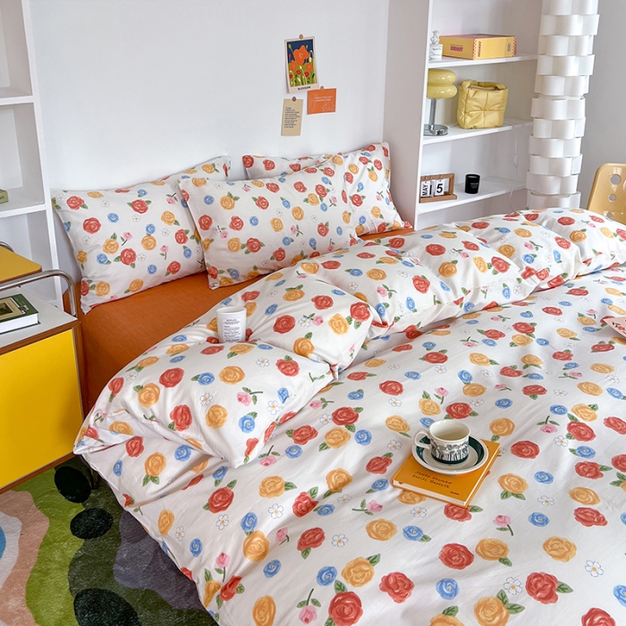 91家纺网 家纺一手货源 找家纺 感遇家纺 2022新款全棉印花系列四件套-第四批 小玫瑰