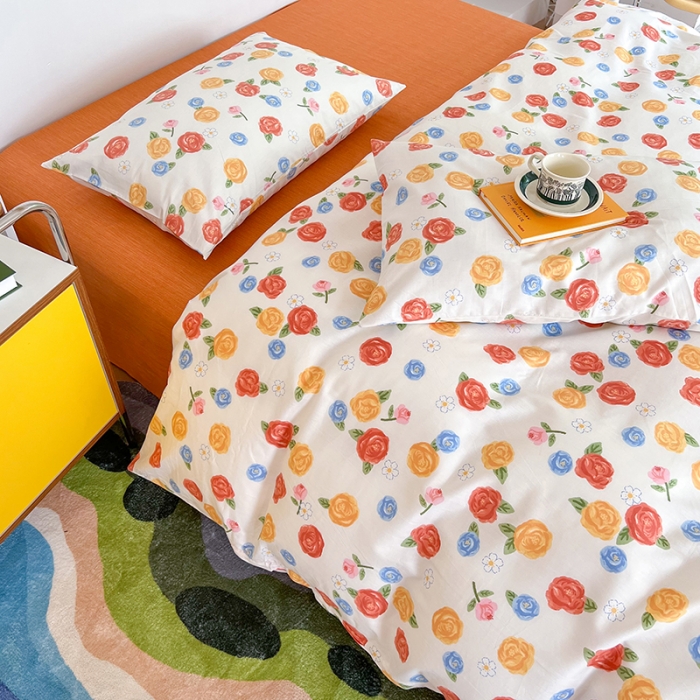 91家纺网 家纺一手货源 找家纺 感遇家纺 2022新款全棉印花系列四件套-第四批 小玫瑰