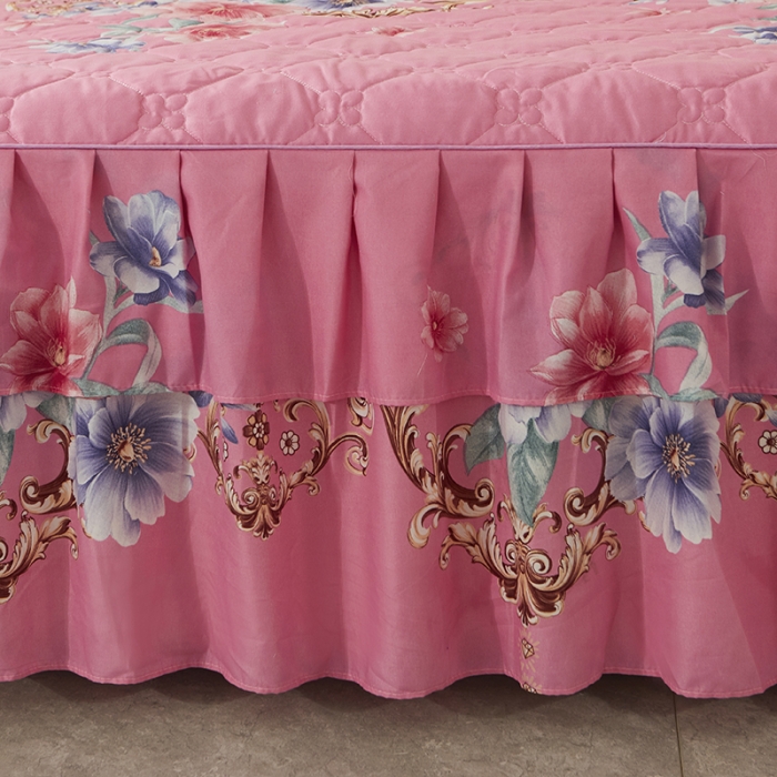 91家纺网 家纺一手货源 找家纺 美莱 2022新款夹棉加厚床裙单件床罩床裙防滑保护套 花开婷玉