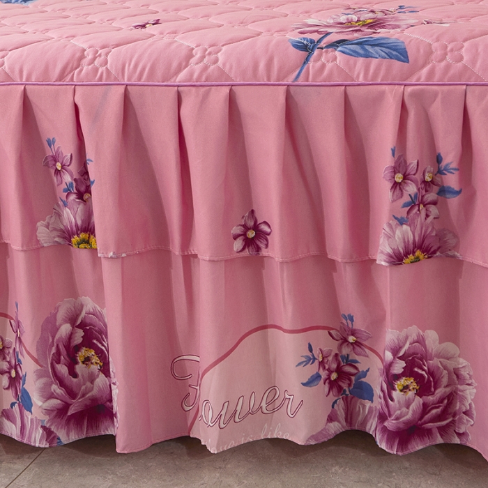 91家纺网 家纺一手货源 找家纺 美莱 2022新款夹棉加厚床裙单件床罩床裙防滑保护套 江南花影