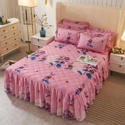 美莱 2022新款夹棉加厚床裙单件床罩床裙防滑保护套 江南花影