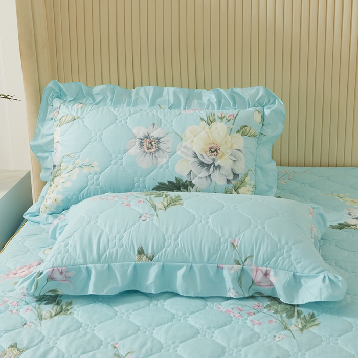 91家纺网 家纺一手货源 找家纺 美莱 2022新款夹棉加厚床裙单件床罩床裙防滑保护套 蕉叶情深