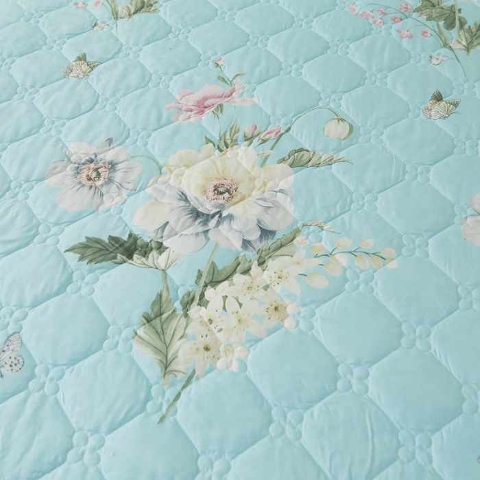 91家纺网 家纺一手货源 找家纺 美莱 2022新款夹棉加厚床裙单件床罩床裙防滑保护套 蕉叶情深