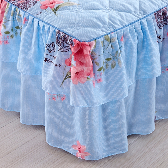 91家纺网 家纺一手货源 找家纺 美莱 2022新款夹棉加厚床裙单件床罩床裙防滑保护套 精致花宴