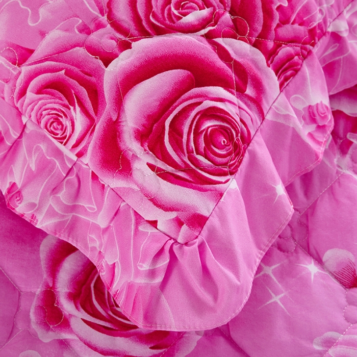 91家纺网 家纺一手货源 找家纺 美莱 2022新款夹棉加厚床裙单件床罩床裙防滑保护套 玫瑰爱人-粉