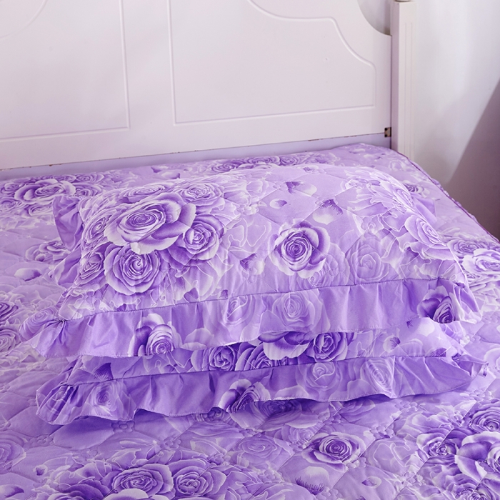 91家纺网 家纺一手货源 找家纺 美莱 2022新款夹棉加厚床裙单件床罩床裙防滑保护套 玫瑰爱人-紫