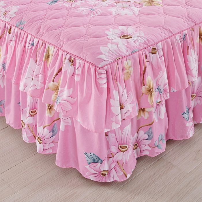 91家纺网 家纺一手货源 找家纺 美莱 2022新款夹棉加厚床裙单件床罩床裙防滑保护套 美丽畅想