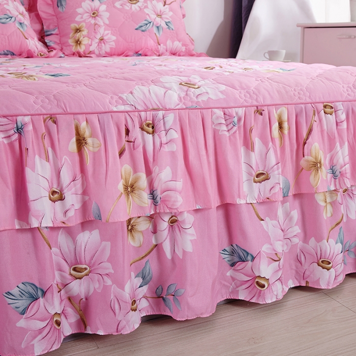 91家纺网 家纺一手货源 找家纺 美莱 2022新款夹棉加厚床裙单件床罩床裙防滑保护套 美丽畅想