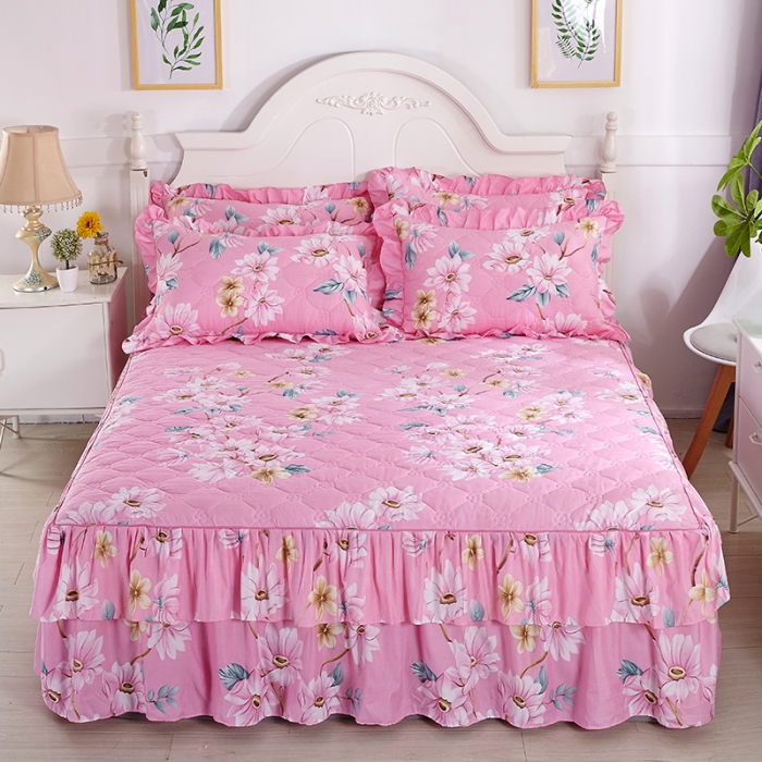 91家纺网 家纺一手货源 找家纺 美莱 2022新款夹棉加厚床裙单件床罩床裙防滑保护套 美丽畅想