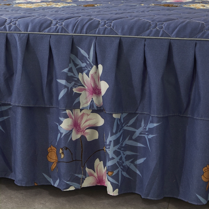 91家纺网 家纺一手货源 找家纺 美莱 2022新款夹棉加厚床裙单件床罩床裙防滑保护套 陌上繁花