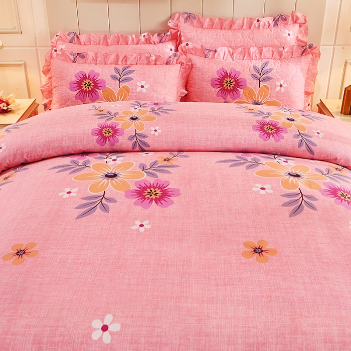 91家纺网 家纺一手货源 找家纺 美莱 2022新款夹棉加厚床裙单件床罩床裙防滑保护套 倾城之恋粉