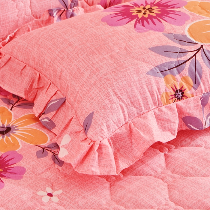 91家纺网 家纺一手货源 找家纺 美莱 2022新款夹棉加厚床裙单件床罩床裙防滑保护套 倾城之恋粉