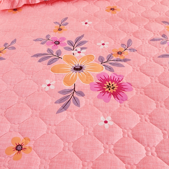 91家纺网 家纺一手货源 找家纺 美莱 2022新款夹棉加厚床裙单件床罩床裙防滑保护套 倾城之恋粉