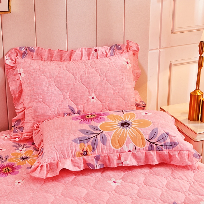 91家纺网 家纺一手货源 找家纺 美莱 2022新款夹棉加厚床裙单件床罩床裙防滑保护套 倾城之恋粉