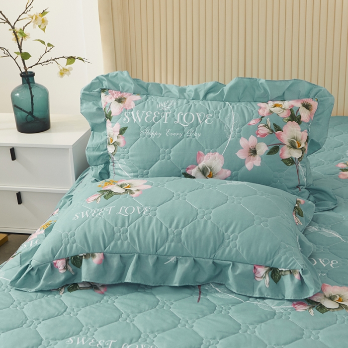 91家纺网 家纺一手货源 找家纺 美莱 2022新款夹棉加厚床裙单件床罩床裙防滑保护套 清晰花语