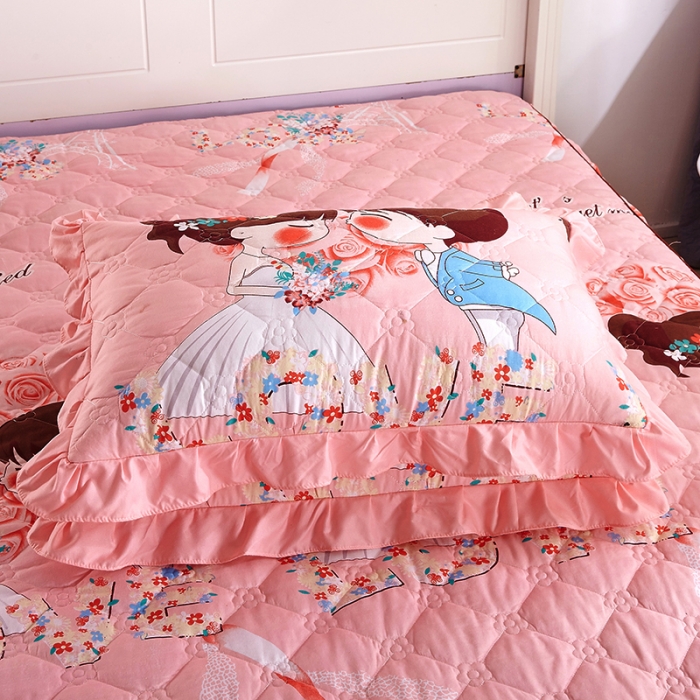 91家纺网 家纺一手货源 找家纺 美莱 2022新款夹棉加厚床裙单件床罩床裙防滑保护套 甜蜜爱情