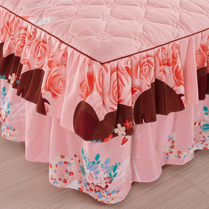 91家纺网 家纺一手货源 找家纺 美莱 2022新款夹棉加厚床裙单件床罩床裙防滑保护套 甜蜜爱情