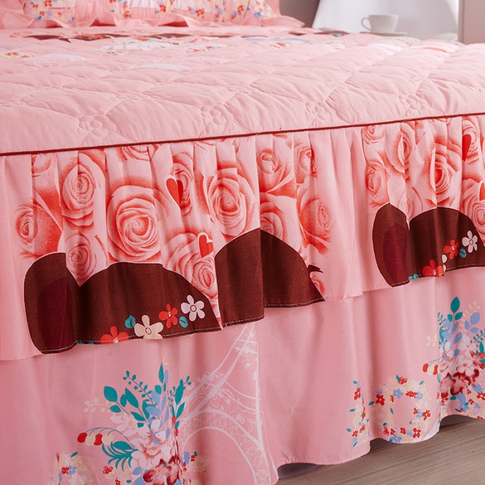 91家纺网 家纺一手货源 找家纺 美莱 2022新款夹棉加厚床裙单件床罩床裙防滑保护套 甜蜜爱情