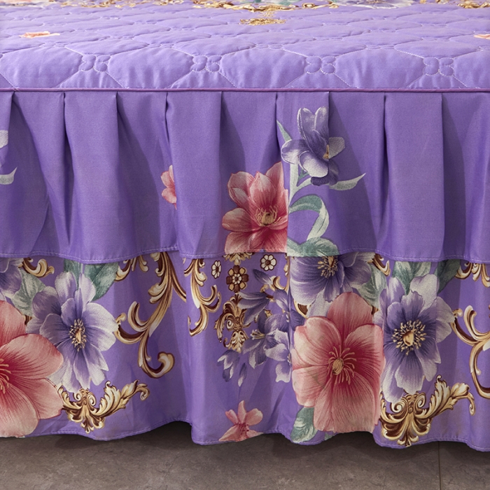 91家纺网 家纺一手货源 找家纺 美莱 2022新款夹棉加厚床裙单件床罩床裙防滑保护套 温情花恋