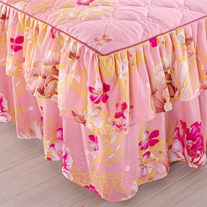 91家纺网 家纺一手货源 找家纺 美莱 2022新款夹棉加厚床裙单件床罩床裙防滑保护套 妩媚花王