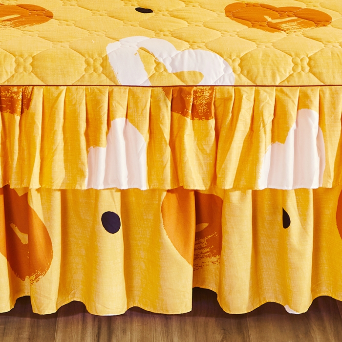 91家纺网 家纺一手货源 找家纺 美莱 2022新款夹棉加厚床裙单件床罩床裙防滑保护套 心想事成