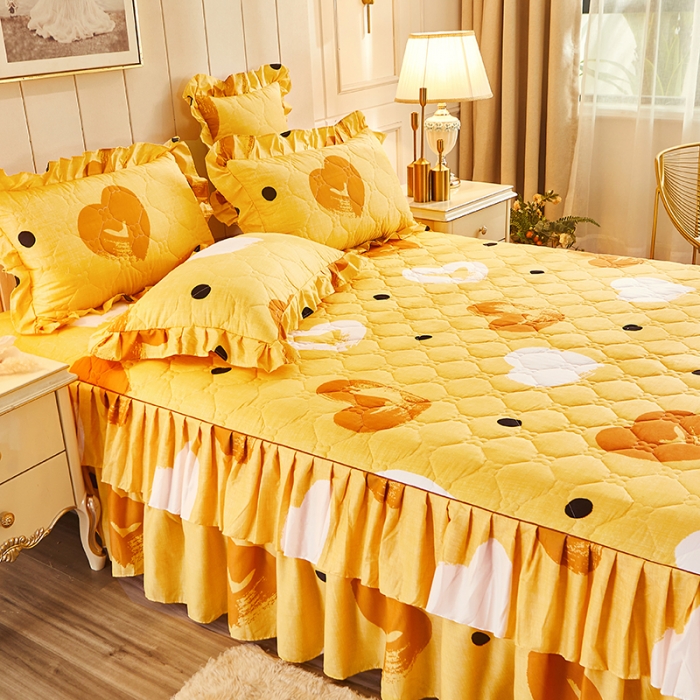 91家纺网 家纺一手货源 找家纺 美莱 2022新款夹棉加厚床裙单件床罩床裙防滑保护套 心想事成