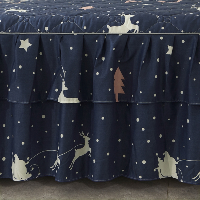 91家纺网 家纺一手货源 找家纺 美莱 2022新款夹棉加厚床裙单件床罩床裙防滑保护套 夜下星空