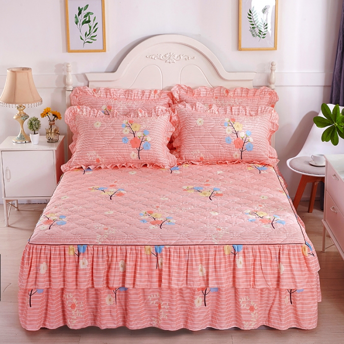 91家纺网 家纺一手货源 找家纺 美莱 2022新款夹棉加厚床裙单件床罩床裙防滑保护套 一米阳光