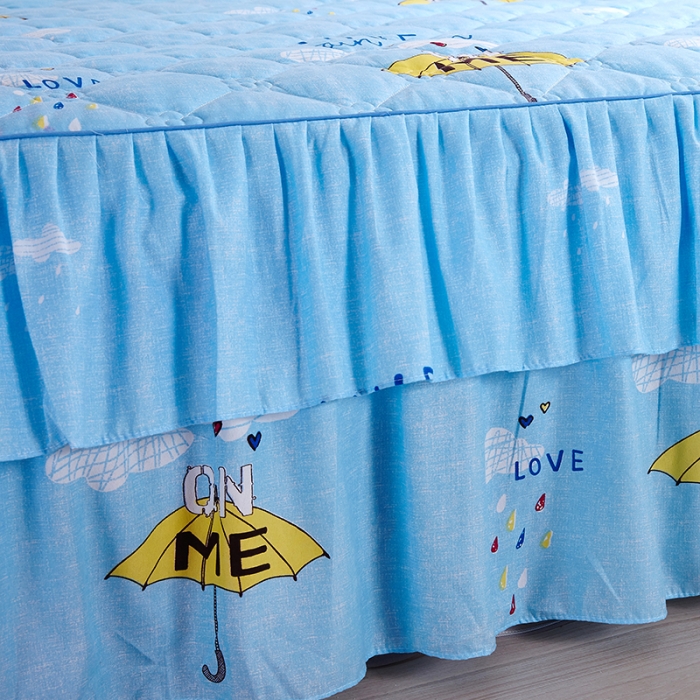 91家纺网 家纺一手货源 找家纺 美莱 2022新款夹棉加厚床裙单件床罩床裙防滑保护套 雨后晴空