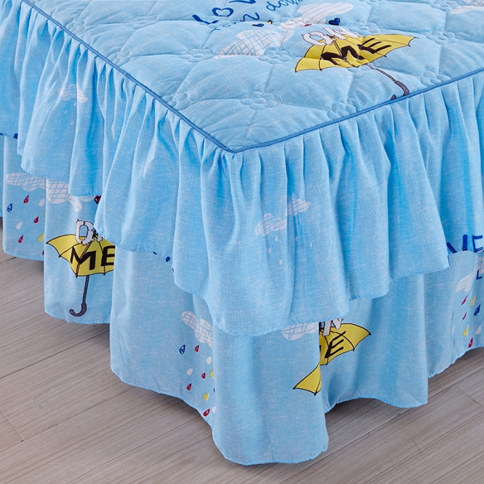 91家纺网 家纺一手货源 找家纺 美莱 2022新款夹棉加厚床裙单件床罩床裙防滑保护套 雨后晴空