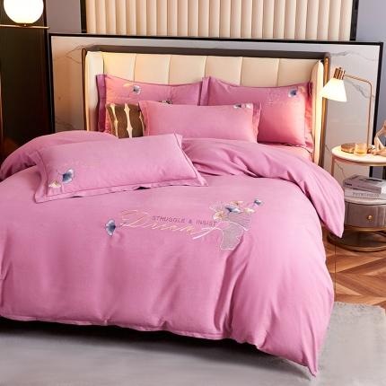 91家纺网 家纺一手货源 找家纺 生态加厚全棉磨毛刺绣花纯棉长绒棉四件套直播爆款