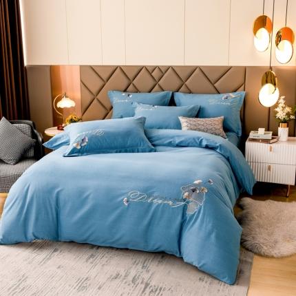 91家纺网 家纺一手货源 找家纺 生态加厚全棉磨毛刺绣花纯棉长绒棉四件套直播爆款