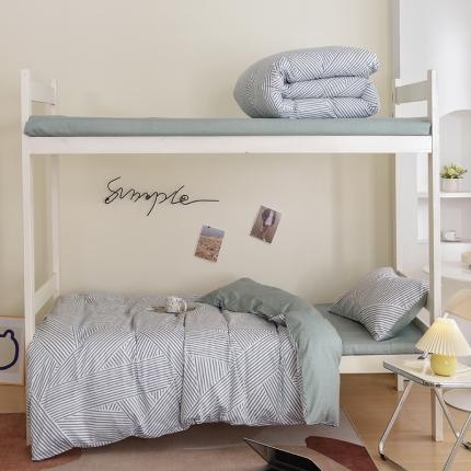 91家纺网 家纺一手货源 找家纺 麦伦家居 2022新款全棉40支13372全棉学生三件套 律动灰