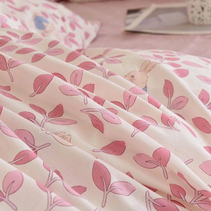 91家纺网 家纺一手货源 找家纺 麦伦家居 2022新款全棉40支13372全棉学生三件套 菲菲兔粉