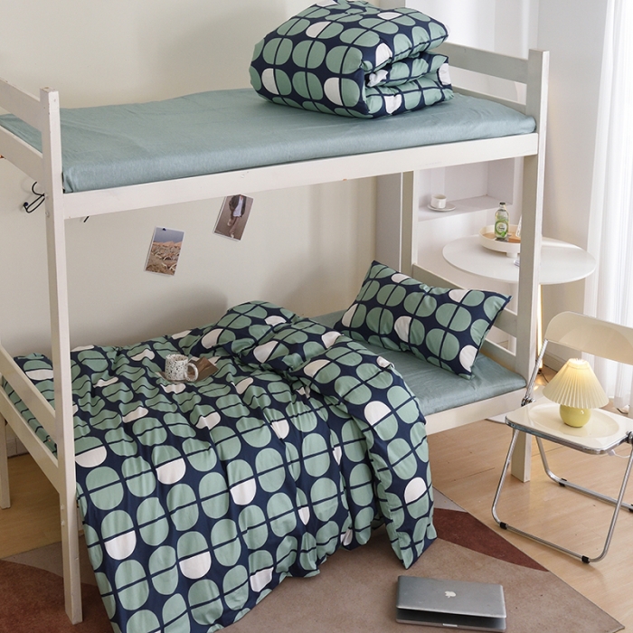 91家纺网 家纺一手货源 找家纺 麦伦家居 2022新款全棉40支13372全棉学生三件套 暖心-绿